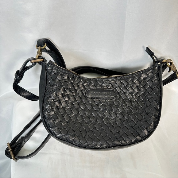 Wanderers Woven Leather Crossbody Purse Quiet Luxury Minimalist Black - Picture 3 of 16